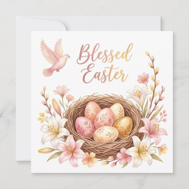 Osternest mit Eiern Einladung (Vorderseite)