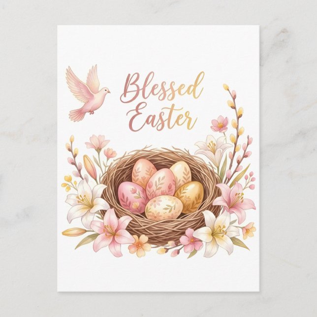 Osternest mit Eiern Postkarte (Vorderseite)