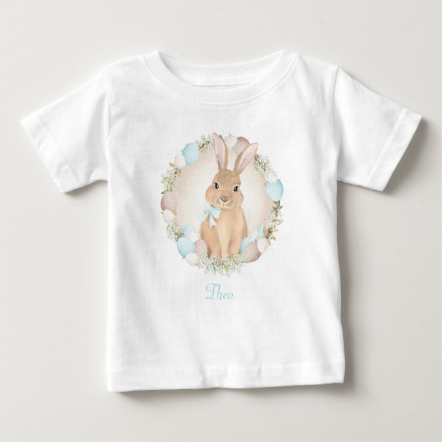 OsterNiedliches Bunny, Personalisierter Baby-Junge Baby T-shirt (Vorderseite)