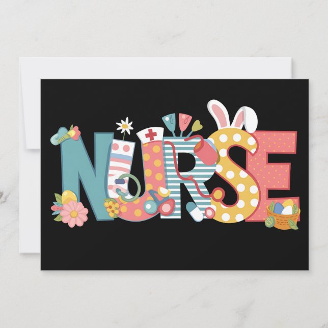 Osternurse Stethoscope Bunny Rabbit Eggs Einladung (Vorderseite)