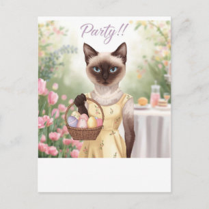 Osterparty-Einladung mit siamesischer Katze Feiertagspostkarte