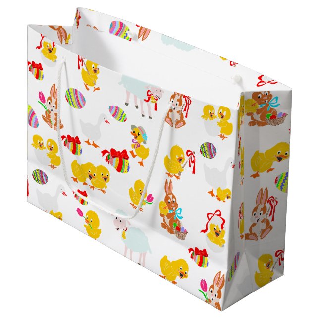 Osterparty Große Geschenktüte (Vorderseite Schrägansicht)