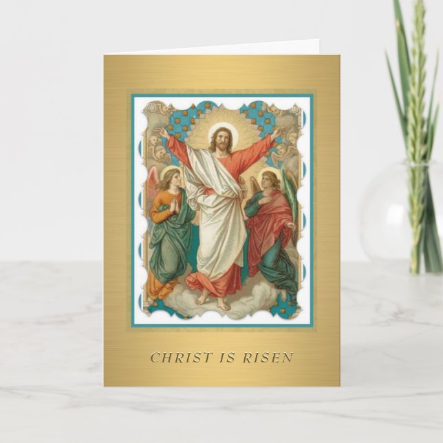 Osterpaschal Gebet Christus ist Risen Feiertagskarte (Vorderseite)
