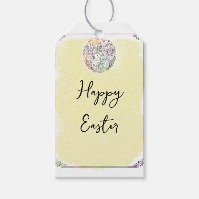 Osterpastel Bunny Rabbit Eier Gelb Farbe Geschenkanhänger (Vorderseite)
