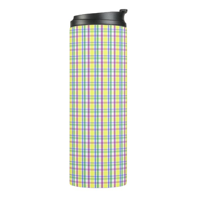 Osterpastel Karierter Frühling Muster Thermosbecher (Nach links gedreht)