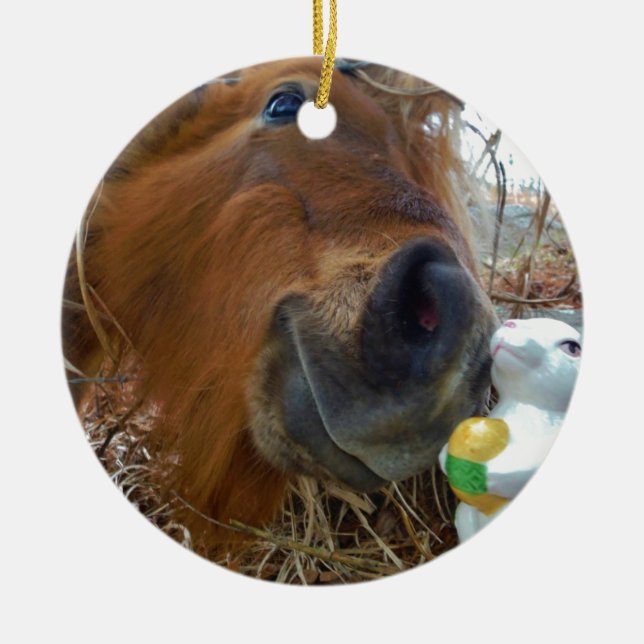 Osterpferd Keramik Ornament (Vorne)