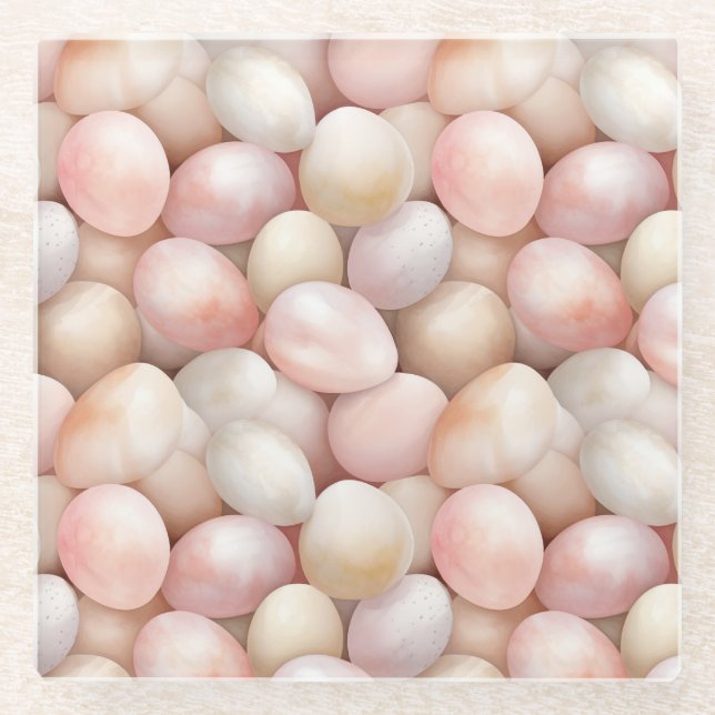 Osterpfirsich-Rosa-Eier   Glasuntersetzer (Vorderseite)