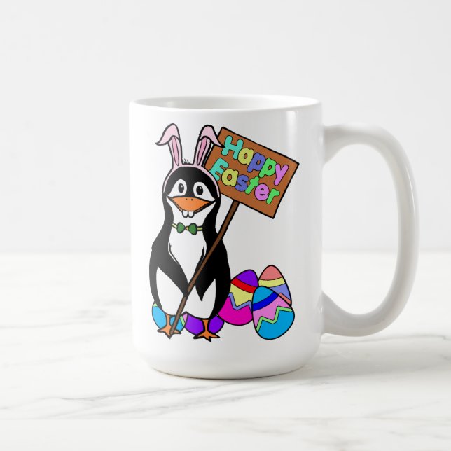 Osterpinguin mit farbigen Eiern Tasse (Rechts)