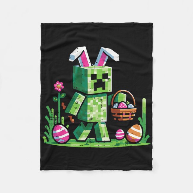 Osterpixel-Gaming-Hasen-Eierjagd-Jungen-Kinder Yo Fleecedecke (Vorderseite)