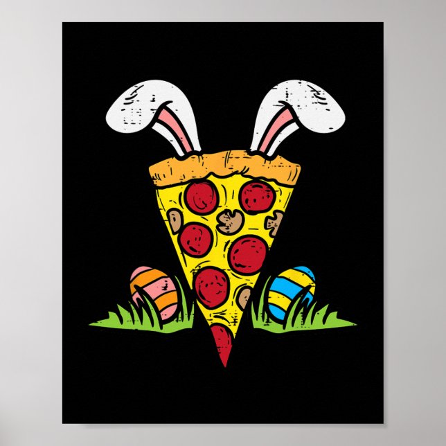 Osterpizza Slice Bunny Ears Fun Snack Food Lover Poster (Vorne)