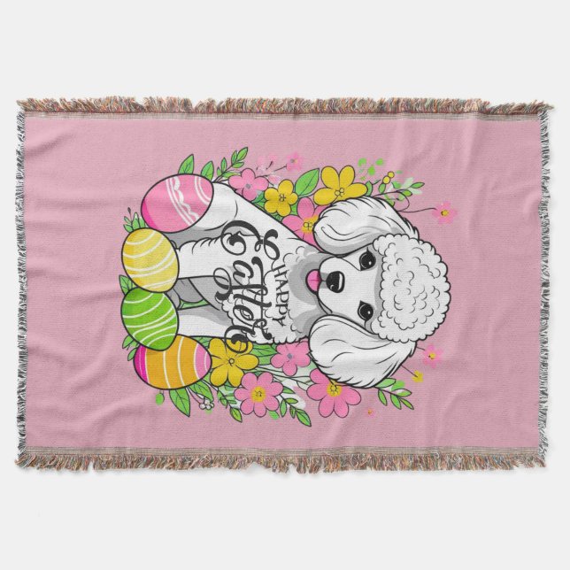 Osterpoodle mit Blume Decke (Vorderseite)