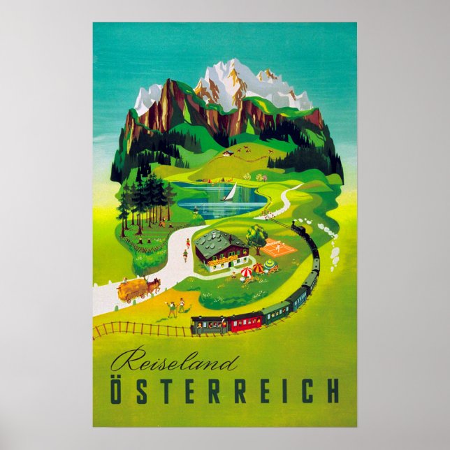 " Österreich: 1950er/heute - Reiseland Vintage Poster (Vorne)
