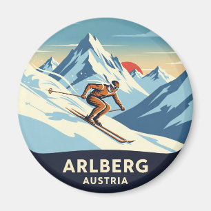Österreich Arlberg Skier Skiing Magnet