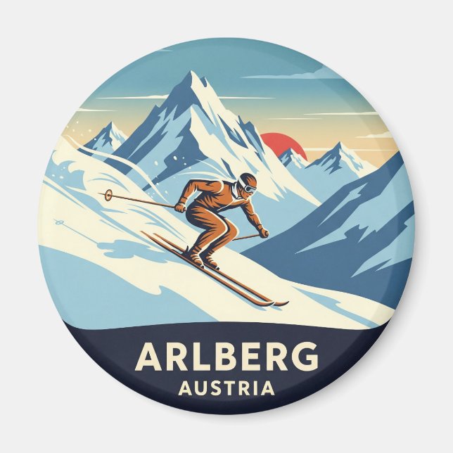 Österreich Arlberg Skier Skiing Magnet (Vorne)