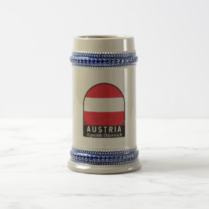 Österreich-Flagge-Emblem abgenutzt Vintage Bierglas