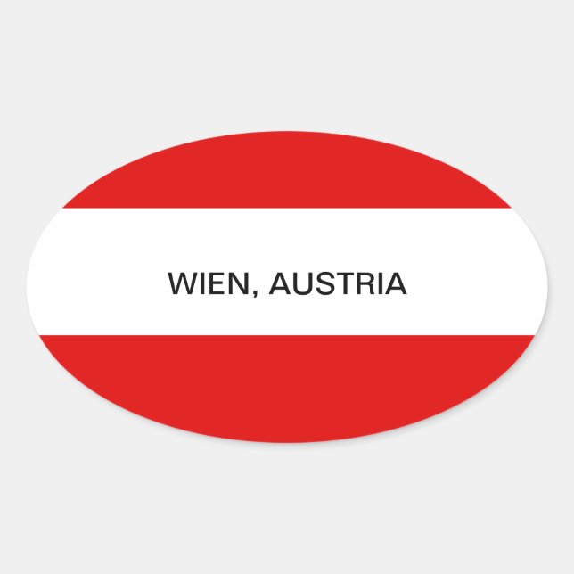 ÖSTERREICH: Flagge Österreichs - Wien Ovaler Aufkleber (Vorderseite)