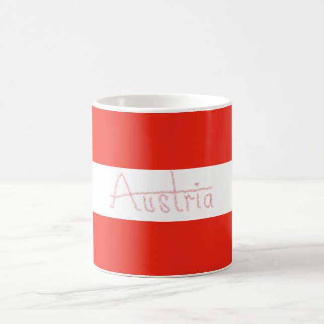 Österreich - Flagge und Skript Tasse (Mittel)