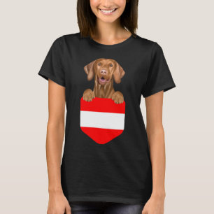 Österreich Flagge Vizsla Hund in Pocket T-Shirt
