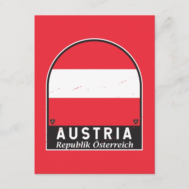 Österreich-Flaggenemblem gestört Vintag Postkarte (Vorderseite)