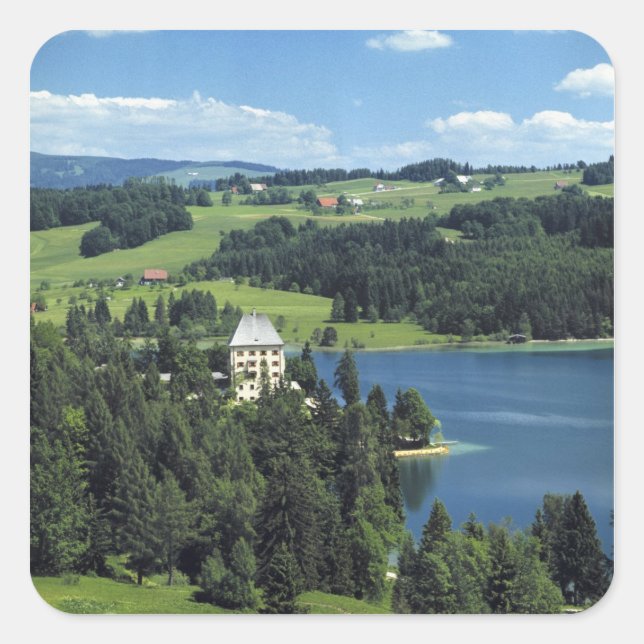 Österreich, Fuschl. Schloss Fuschl Castle Quadratischer Aufkleber (Vorderseite)