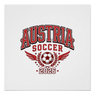 Österreich Fußball 2026 Fußball Fett Land Typograf Poster