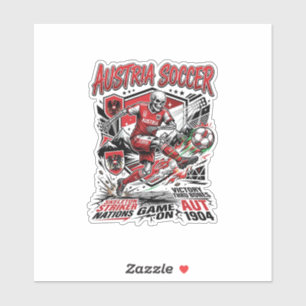 Österreich Fußball Skelett Stürmer Nationen Poster Aufkleber