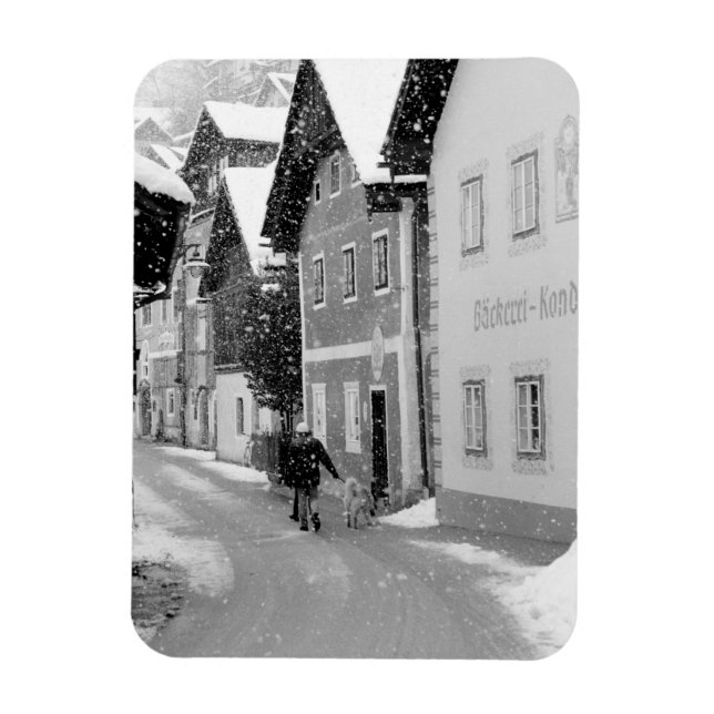 Österreich, Hallstat. Schneestraße Magnet (Vertikal)