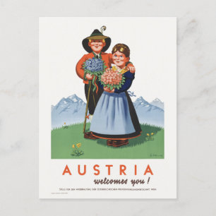 Österreich heißt Sie willkommen Vintage Poster 194 Postkarte