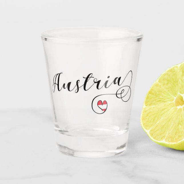 Österreich Herz-Tasse, österreichische Flagge Schnapsglas (Vorderseite)