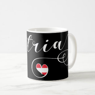 Österreich Herz-Tasse, österreichische Flagge Tasse