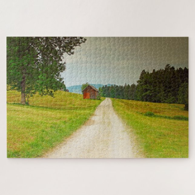 Österreich Holzhütte und Weg Puzzle (Horizontal)