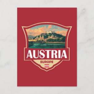 Österreich Illustration Retro Abzeichen Postkarte
