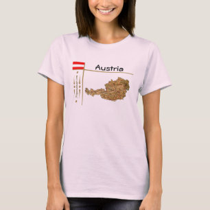 Österreich Karte + Flagge + Titel T-Shirt