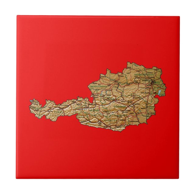 Österreich-Kartenkachel Fliese (Vorderseite)