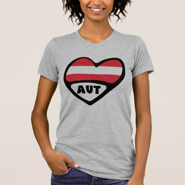 Österreich Ländercode Flag Herz AUT T-Shirt (Vorderseite)