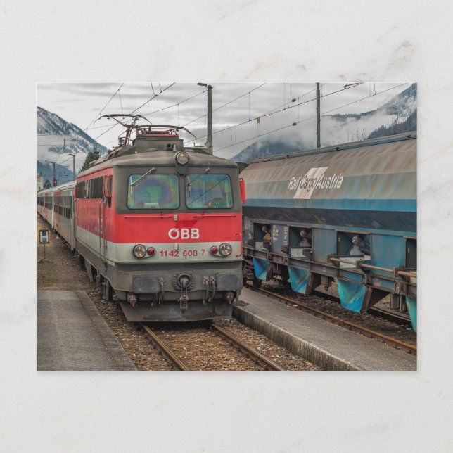Österreich. ÖBB 1142 608 - 7 Durchläufe vorbei Postkarte (Vorderseite)