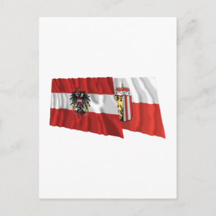 Österreich & Oberoesterreich Waving Flags Postkarte