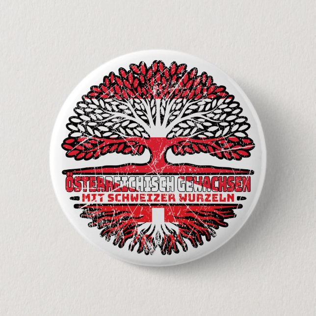 Österreich Österreichisch Schweizer Schweiz Baum Button (Vorderseite)