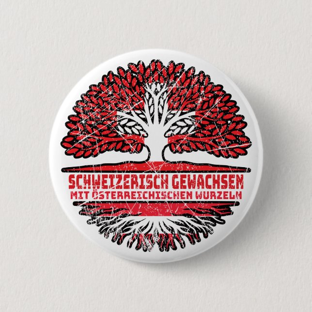 Österreich Österreichisch Schweizer Schweiz Baum Button (Vorderseite)