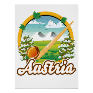 Österreich Retro-Reiselogo Poster