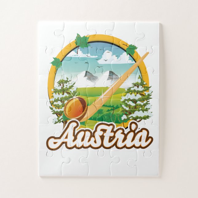 Österreich Retro-Reiselogo Puzzle (Vertikal)