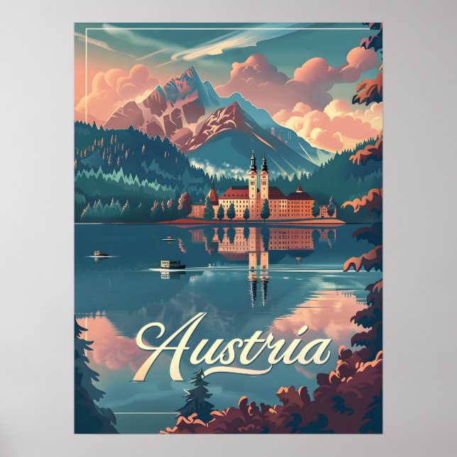 Österreich Ruhe: Seeuferberg Poster (Vorne)