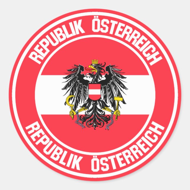 Österreich-RundEmblem Runder Aufkleber (Vorderseite)