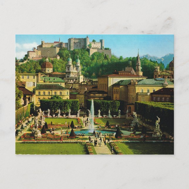 Österreich, Salzburg, Schloss und Gärten Postkarte (Vorderseite)