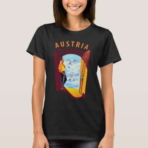 Österreich Ski-Chalet-Ansicht Retro-Reise T-Shirt