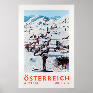 Österreich Ski Poster Vintage Reise Druck, Alpen Z