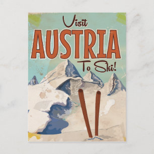 Österreich Skifahren Vintage-Reiseposter Postkarte