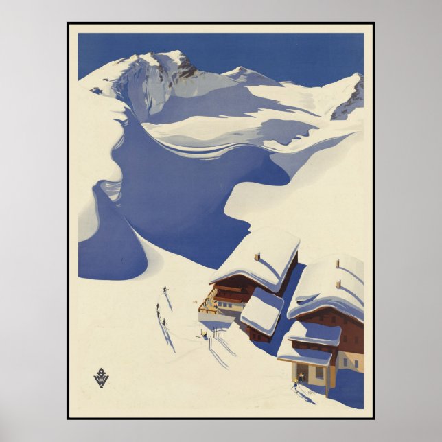 Österreich Skilodge in den Alpen Poster (Vorne)