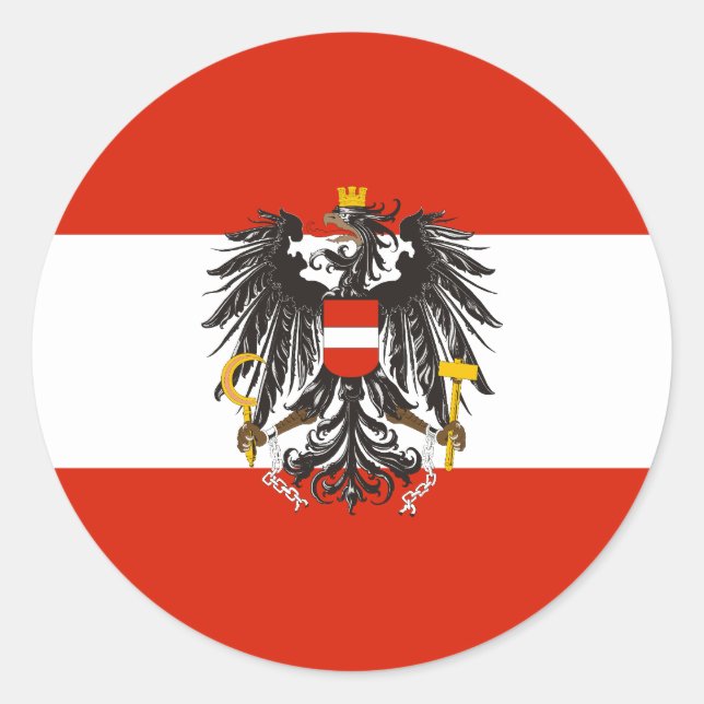 Österreich (Staat, Variante), österreichische Flag Runder Aufkleber (Vorderseite)