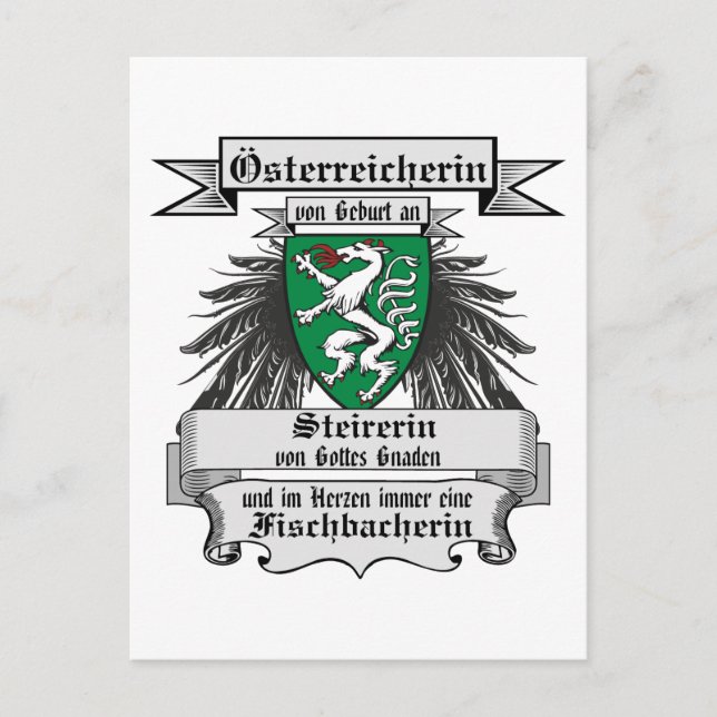 Österreich Steirerin von Gottes Gnaden Wappen  Postkarte (Vorderseite)